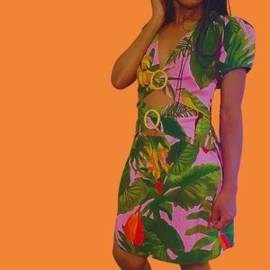 Farm Rio Cocoa Forest Mini Dress